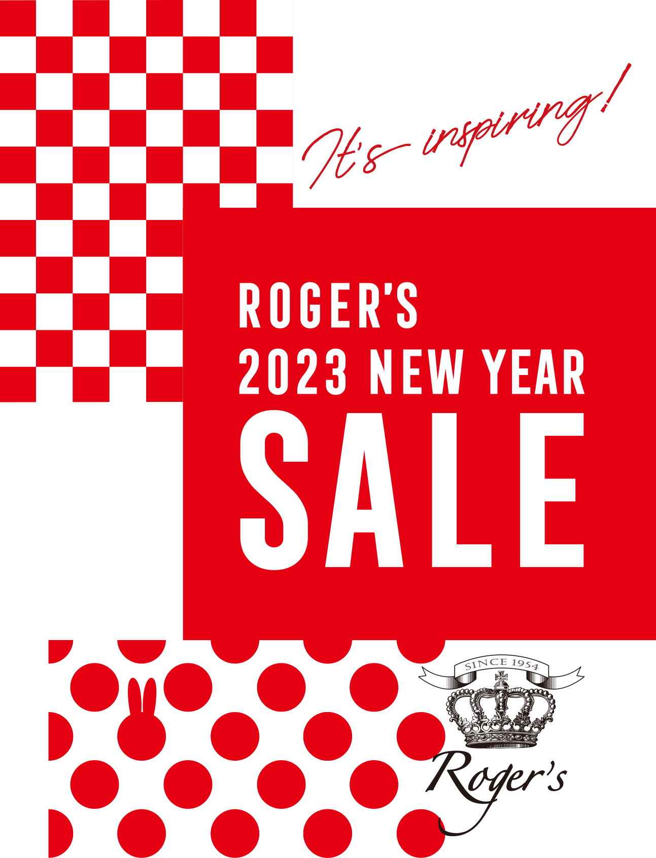 ROGER'S NEW YEAR SALE! 1/10より<br />
 1月10日(火)よりロージャースニューイヤーセールがスタート！