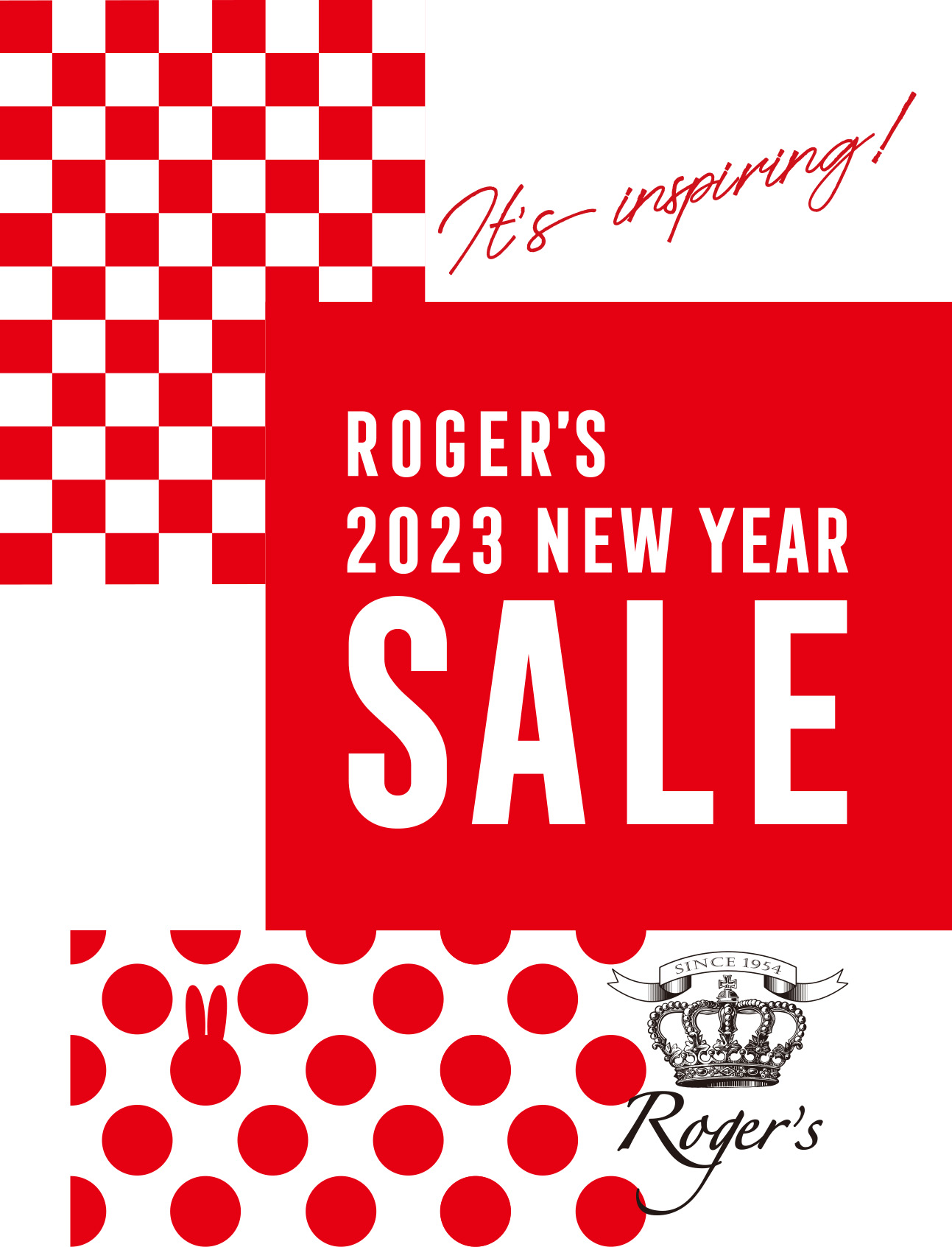 ROGER'S NEW YEAR SALE! 1/10より<br />
 1月10日(火)よりロージャースニューイヤーセールがスタート！